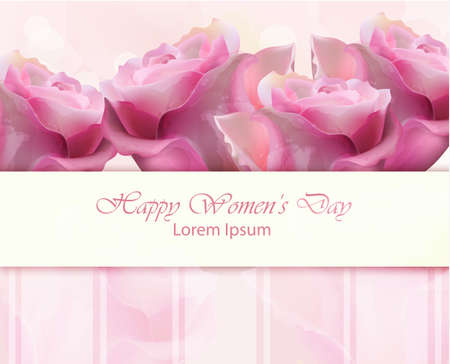 Watercolor roses Vector card. Happy Women day illustrationsのイラスト素材