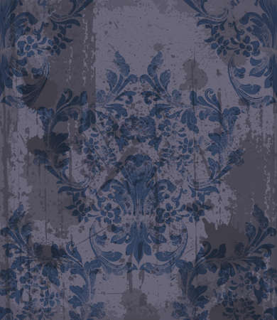 Damask pattern ornament floral decor Vector. Baroque fabric texture illustration designsのイラスト素材