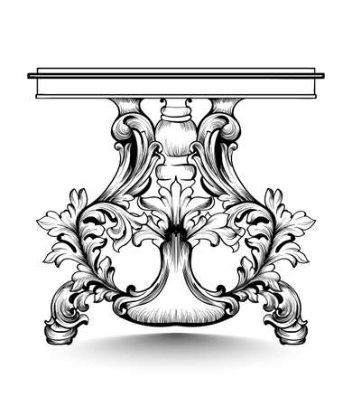 Baroque console table with luxurious ornaments. Vector French Luxury rich intricate structure. Victorian Royal Style decorsのイラスト素材