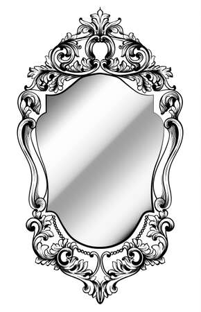 Imperial baroque mirror frame. Vector French luxury rich intricate ornaments. Victorian royal style decor.のイラスト素材