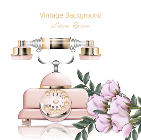 Vintage pink phone vector illustrationのイラスト素材