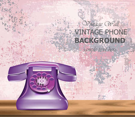 Vintage retro phone Vector realistic. Detailed 3d illustration. Ultra violet colorのイラスト素材