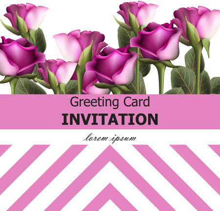 Greeting card Vintage roses background Vector. Invitation layout illustrationsのイラスト素材