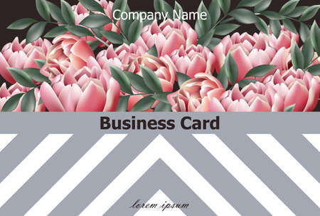 Business card Vintage peony background Vector. Invitation layout illustrationsのイラスト素材