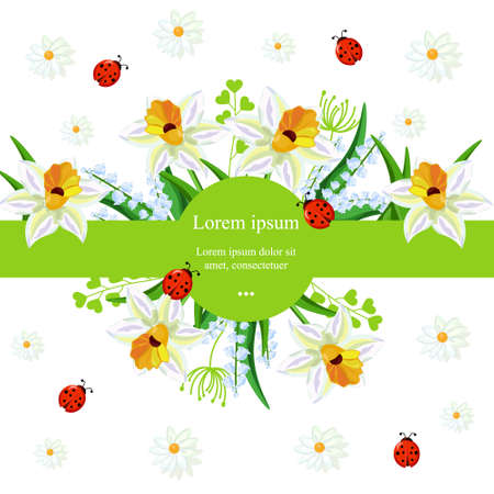 Narcissus flowers background Vector. Spring Holidays illustrationsのイラスト素材
