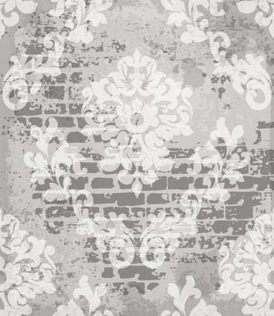 Gray Baroque pattern vintage background Vector. Ornamented texture luxury design. Royal textile decorのイラスト素材