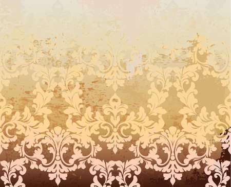 Golden Baroque pattern vintage background Vector. Ornamented texture luxury design. Royal textile decorのイラスト素材