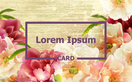 Vintage card with peony flowers Vector. template layout cardsの写真素材
