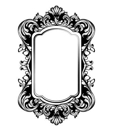 Vintage luxury mirror frame Vector. Baroque intricate ornament line artsのイラスト素材