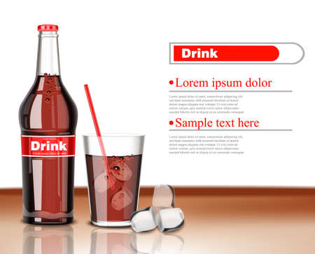 Soda drink bottle and glass pattern Vector. Summer cool backgroundsのイラスト素材