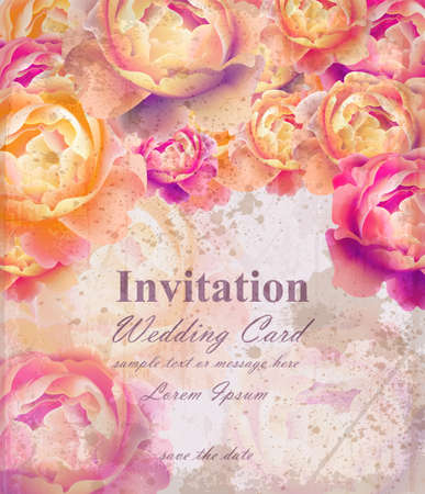 Vintage floral background Vector. Colorful retro rose flowers designのイラスト素材