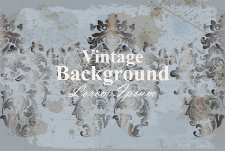 Vintage background baroque ornament Vector. Royal Luxury trendy wallpaper design. Texture, textile, decor, fabric, tile templateのイラスト素材