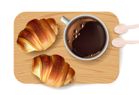 Croissant pattern Vector. Sweet dessert breakfast menusのイラスト素材