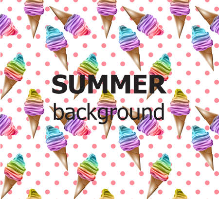 Retro summer background ice creams pattern Vector