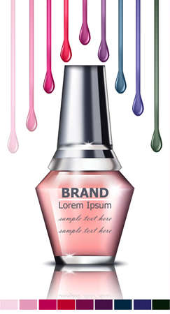 Nails polish product packaging Vector mock up. Realistic tube. place for textsのイラスト素材