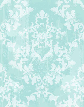 Vintage baroque pattern texture ornament Vector. Royal damask texture. Victorian style background. Trendy azure blue colorのイラスト素材