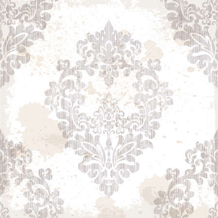 Vintage baroque pattern texture ornament Vector. Royal damask texture. Victorian style background. Trendy beige colorのイラスト素材
