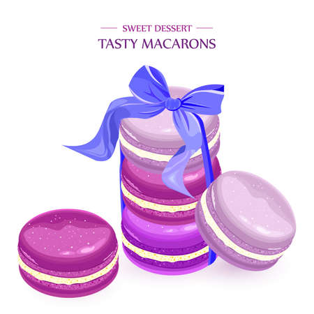 Macaroons lavender taste Vector. french delicious dessertのイラスト素材