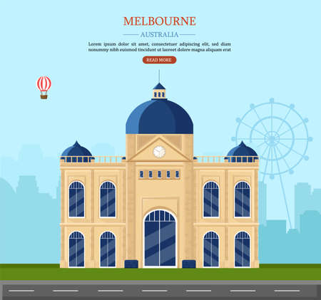Melbourne Australia Vector. famous landmark postcardのイラスト素材