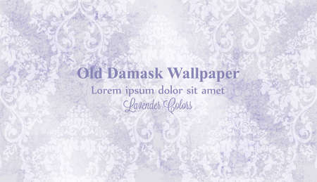 Violet Damask ornament pattern Vector. Royal decor. Imperial background. trendy color textureのイラスト素材
