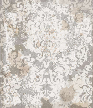 Damask ornament pattern Vector. Royal decor. Imperial background. trendy beige color textureのイラスト素材