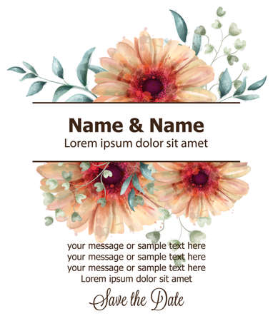 Gerbera floral banner watercolorのイラスト素材
