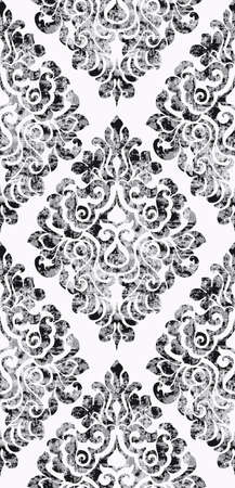 Vintage flourish ornament pattern Vector. Victorian Royal texture. Flower decorative design vertical. Black color decorsの写真素材