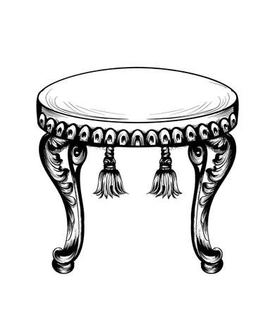 Baroque puff chair furniture Vector. Intricate ornamented frame. Decor designのイラスト素材