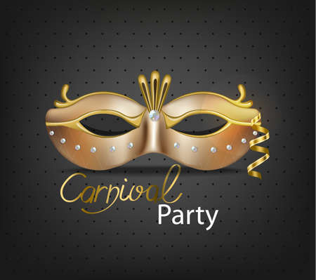 Carnival luxury golden mask Vector realistic. Stylish Masquerade Party.のイラスト素材