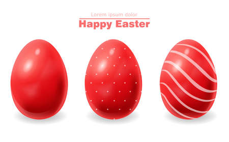 Red Easter eggs Vector realistic. Happy Holiday cardのイラスト素材