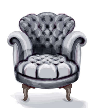 Vintage retro armchair  watercolor.のイラスト素材