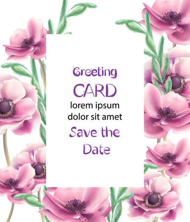 Summer flowers frame card Vector watercolor. Wedding invitation. Summer fest background. Vintage romantic decorのイラスト素材