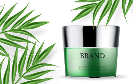 Cosmetics green cream and spray moisturizer hydration  realistic.のイラスト素材