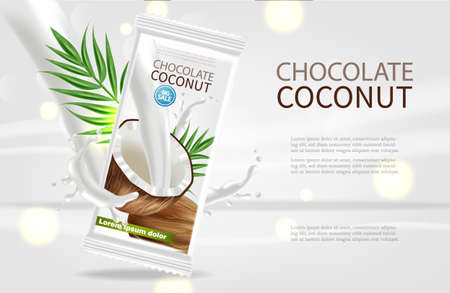 Coconut chocolate  realistic mock upのイラスト素材