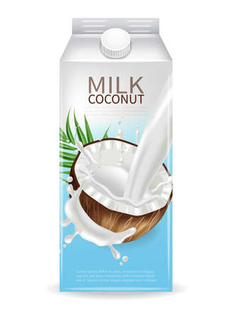 Coconut milk container  realistic mock up.のイラスト素材