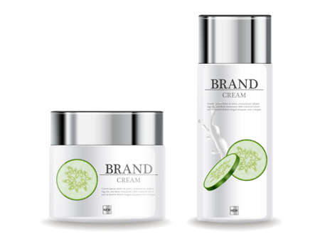 Cucumber cream moisturizer hydration  realistic.のイラスト素材