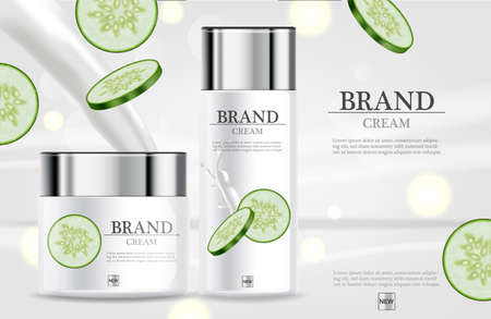 Cucumber cream moisturizer hydration Vector realistic.のイラスト素材