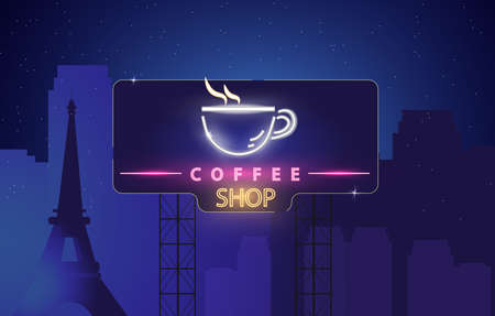 Coffee shop neon signのイラスト素材