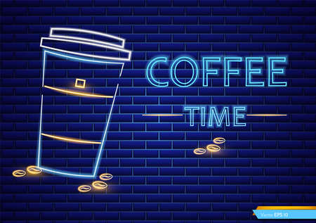 Coffee shop neon signのイラスト素材