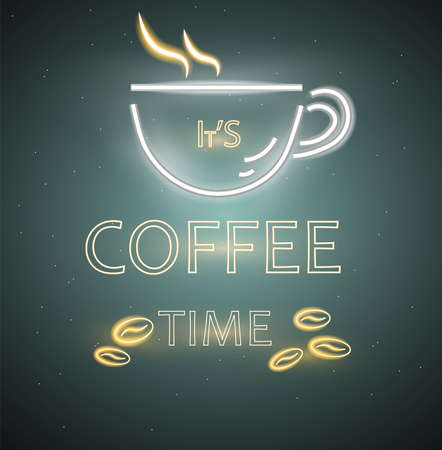 Coffee shop neon signのイラスト素材