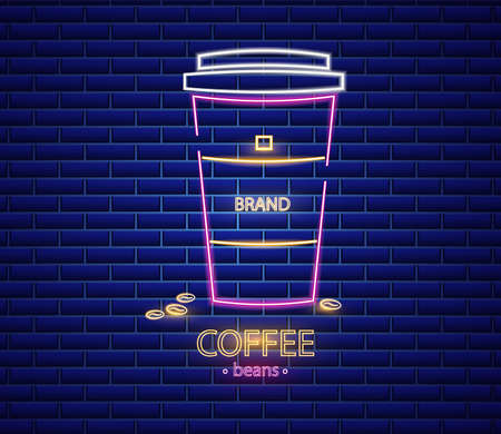 Coffee shop neon signのイラスト素材