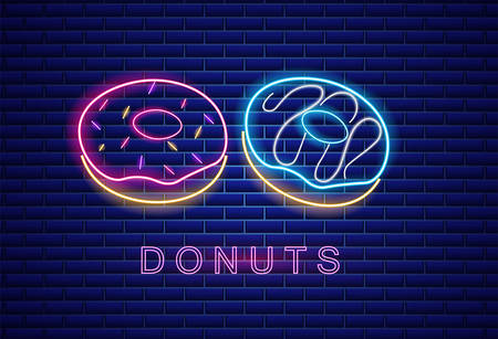 Donuts neon symbolsのイラスト素材