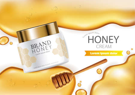 Honey infused cream  realistic mock up.のイラスト素材