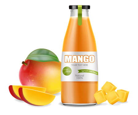 Mango juice Vector realistic.のイラスト素材