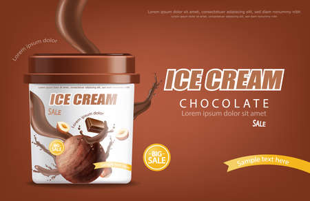 Chocolate ice cream bucketのイラスト素材