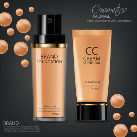 Foundation cream   realistic cosmetics. Product placement.のイラスト素材