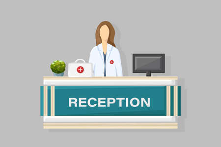 Medical reception Vector flat style. Doctor schedule appointment. Online consultation templatesのイラスト素材