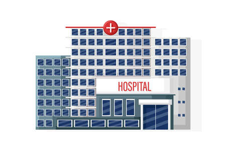 Hospital facade isolated Vector flat style. Medical center. Emergency entrancesのイラスト素材