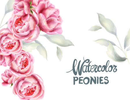 Rose flowers wedding card  watercolorのイラスト素材
