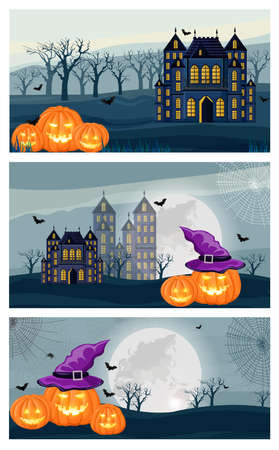 Collage vector set of halloween forestのイラスト素材
